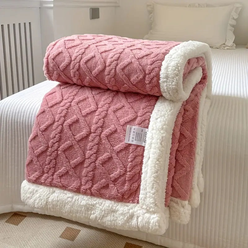 Snuggle Reversible Sherpa Fleece Blanket with Tufted Pile | Brushed Sherpa Fleece on Both Sides | Throw Blankets