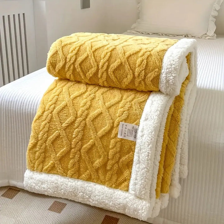 Snuggle Reversible Sherpa Fleece Blanket with Tufted Pile | Brushed Sherpa Fleece on Both Sides | Throw Blankets