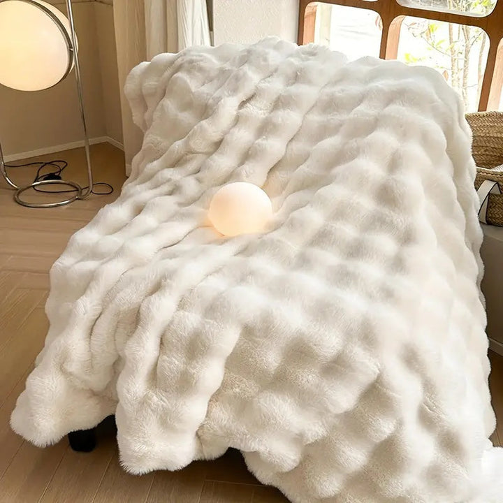 Rabbit Style Faux Fur Double Lined Throw Blanket | Plush Rabbit Faux Fur, Double Lined | Throw Blankets
