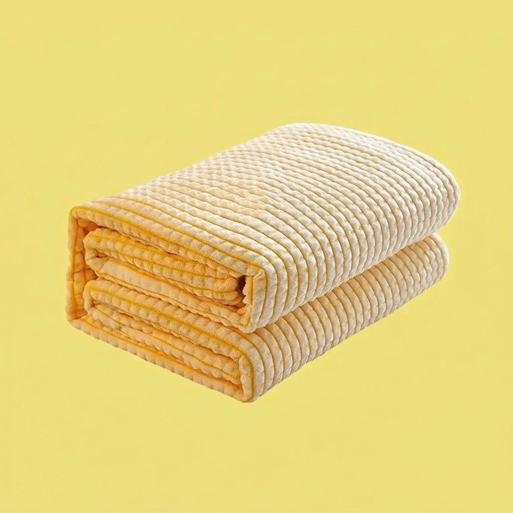 Ribbed Fleece Blanket in Soft Polyester for Sofa and Bedroom | Textured Fleece Throw Comfort | Fleece Blankets