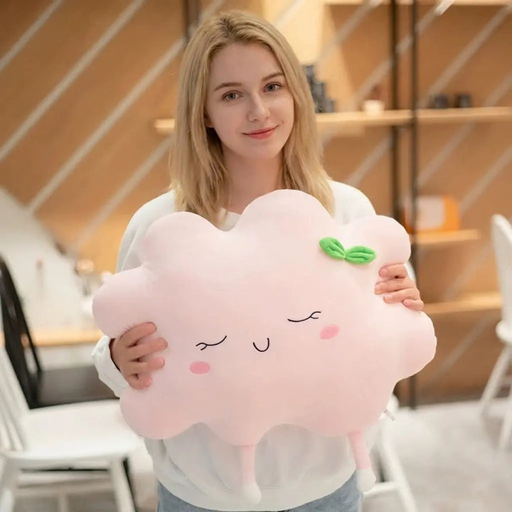 Sun and Cloud Plush Pillow with Embroidered Design for Sofa | Sunny Cloud Embroidered Cushion | Decorative Pillows
