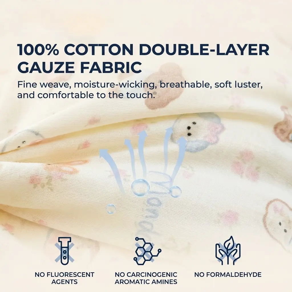 Cotton Gauze Long Body Pillow with Rabbit Ears and Plush Filling | Soft Gauze Long Cuddle Pillow | Body Pillows
