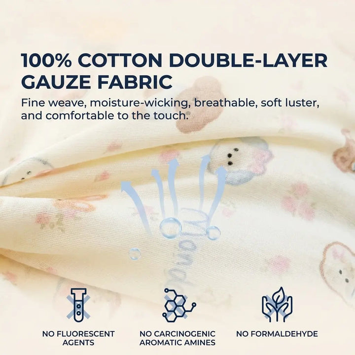 Cotton Gauze Long Body Pillow with Rabbit Ears and Plush Filling | Soft Gauze Long Cuddle Pillow | Body Pillows