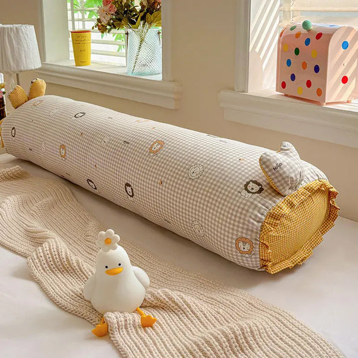 Cotton Gauze Long Body Pillow with Rabbit Ears and Plush Filling | Soft Gauze Long Cuddle Pillow | Body Pillows