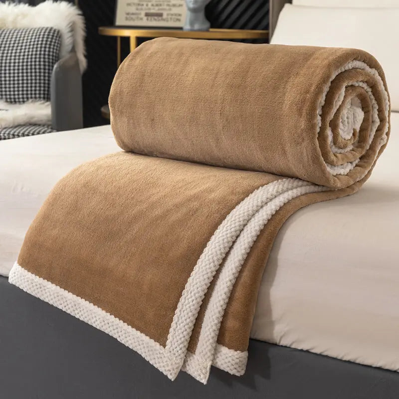 Soft Polyester Fleece Blanket with Trim Detail for Bed and Sofa | Soft Trimmed Fleece Comfort | Fleece Blankets