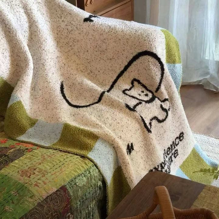 Puppy Velvet Baby Blanket with Cartoon Knitted Design | Soft Puppy Blanket for Naps | Baby Blankets