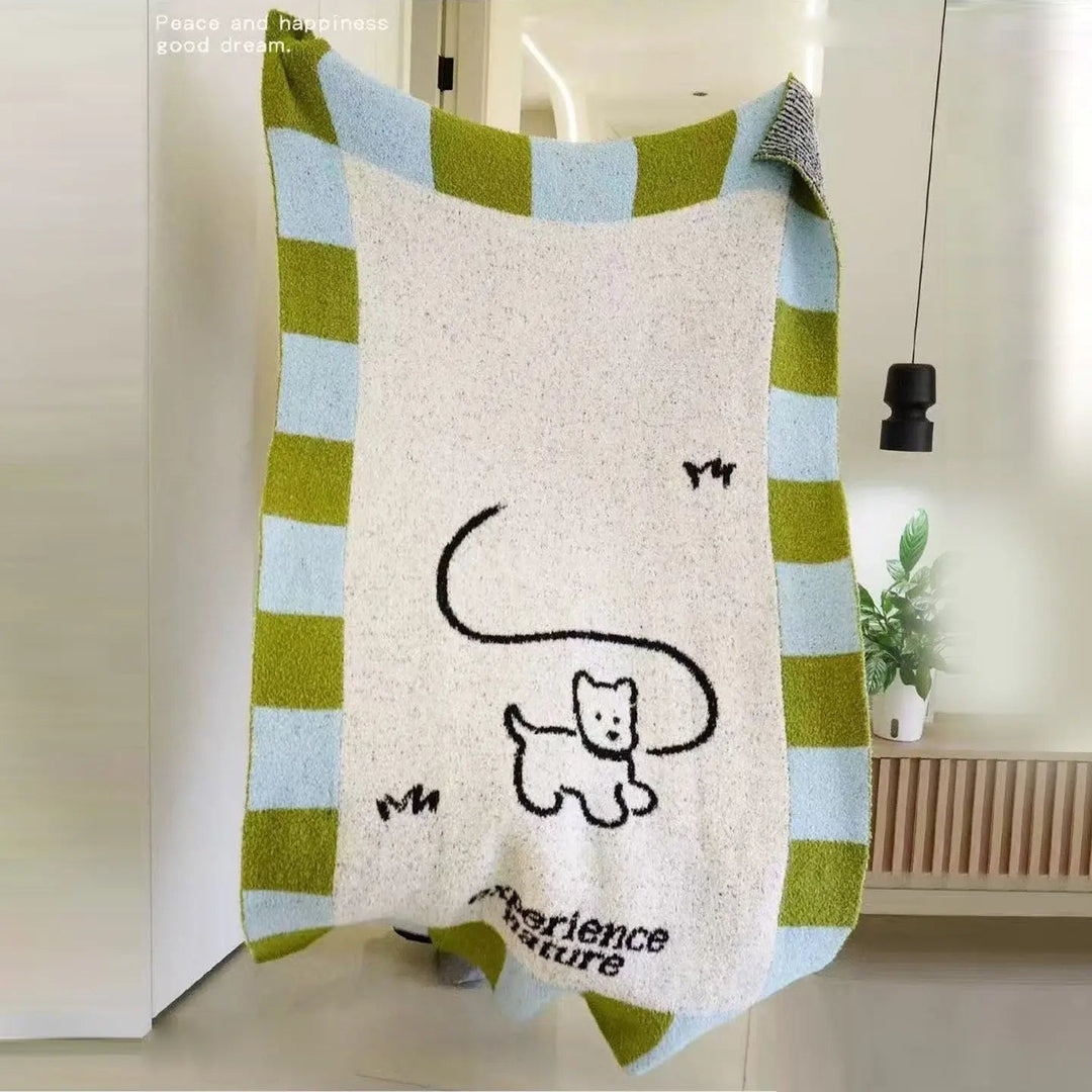 Puppy Velvet Baby Blanket with Cartoon Knitted Design | Soft Puppy Blanket for Naps | Baby Blankets