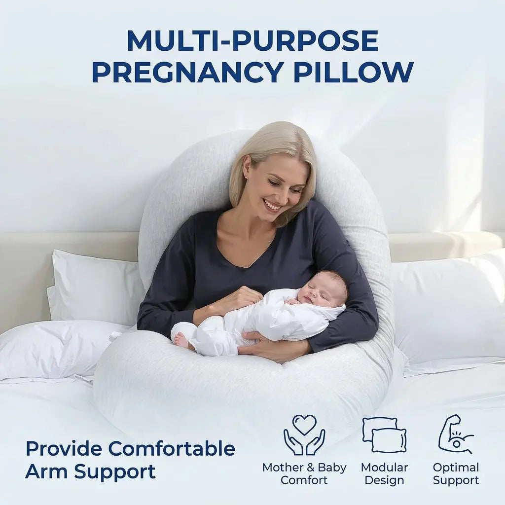 C-Shaped Full Body Pillow for Side Sleepers | Head, Back and Leg Support | Body Pillows