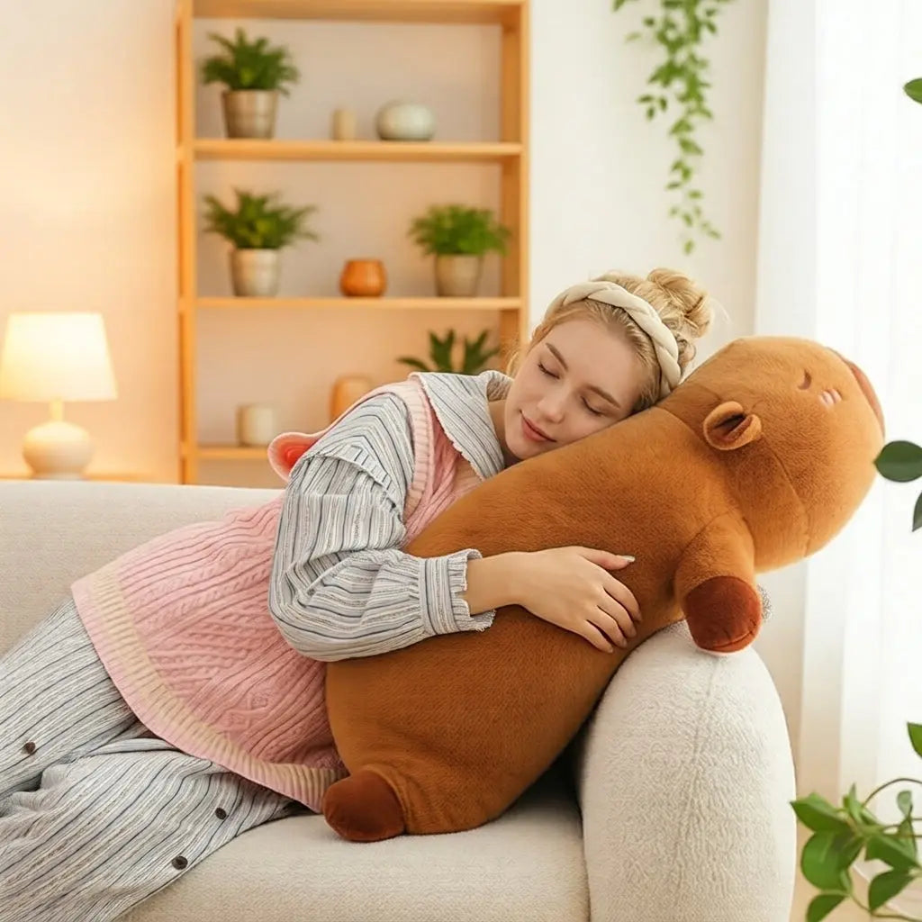 Giant Capybara Plush Pillow with Soft Cartoon Body for Cuddling | Giant Capybara for Cosy Hugs | Plush Pillows
