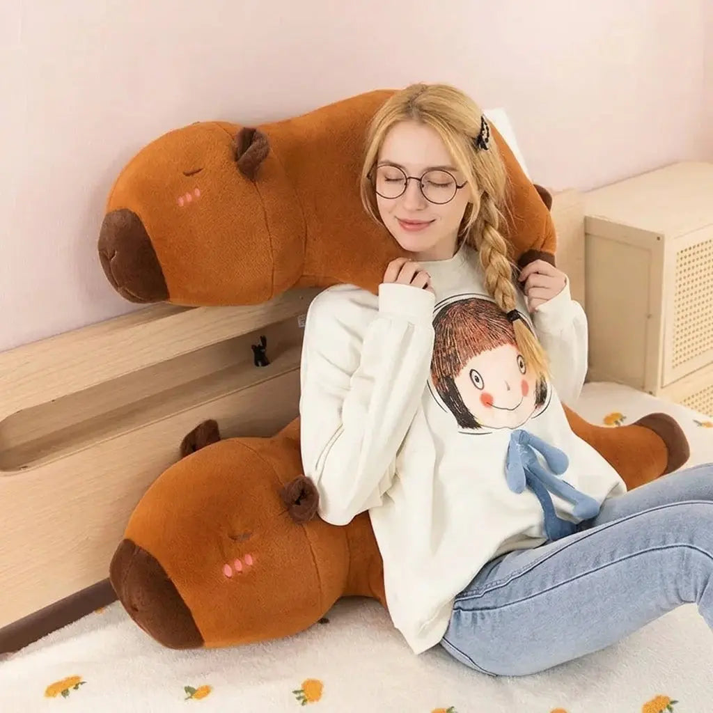 Giant Capybara Plush Pillow with Soft Cartoon Body for Cuddling | Giant Capybara for Cosy Hugs | Plush Pillows