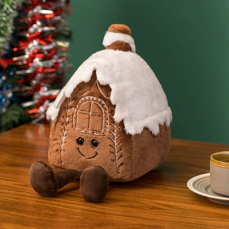 Christmas Plush Decorative Pillow with Embroidered Holiday Characters | Festive Plush Holiday Cushion | Decorative Pillows