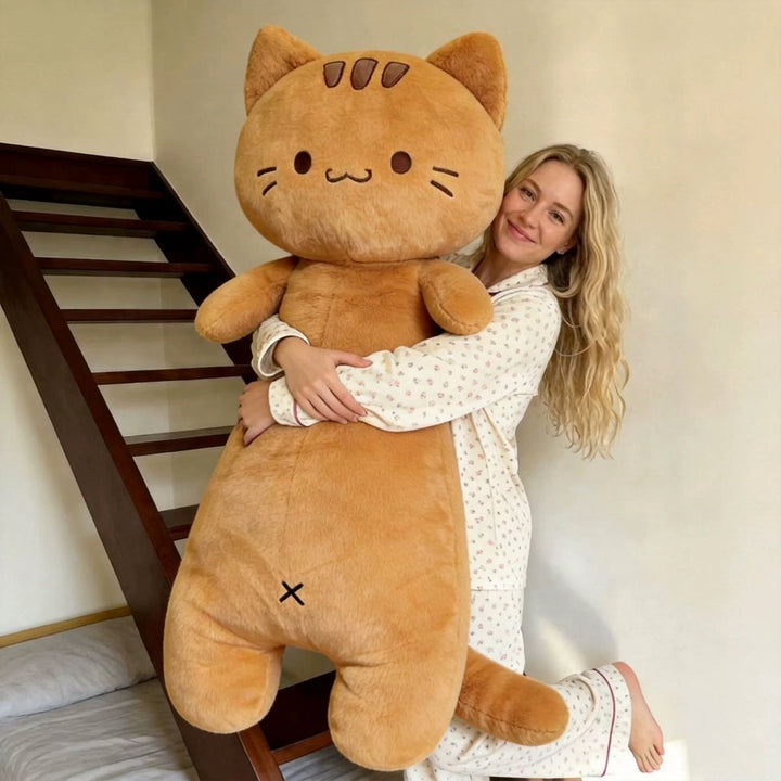 Long Cat Plush Body Pillow in Ultra-Soft Fabric for Bed and Sofa | Snuggly Long Cat Pillow | Plush Pillows