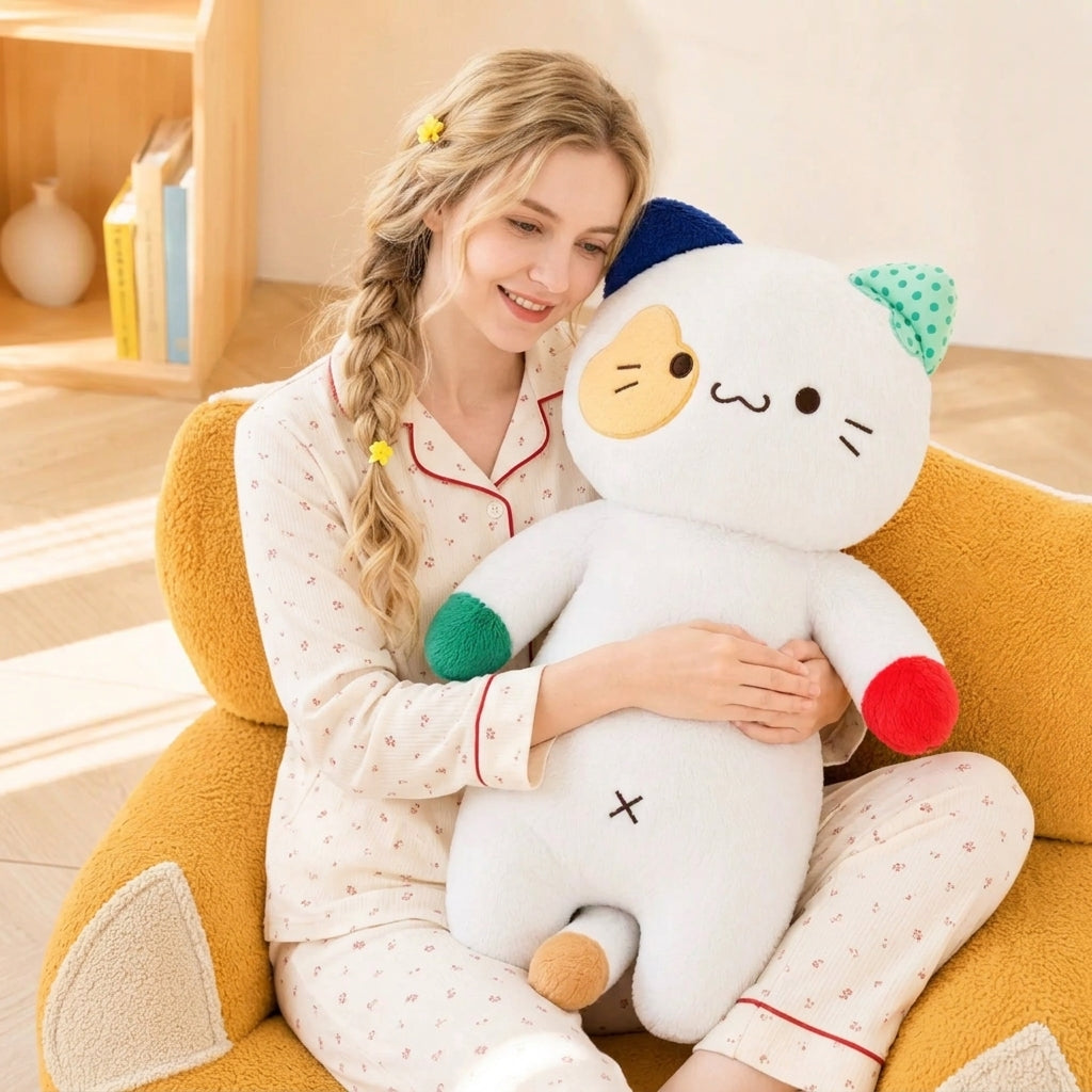 Long Cat Plush Body Pillow in Soft Velvet with Cotton Filling | Soft Long Cat Cuddle Pillow | Plush Pillows