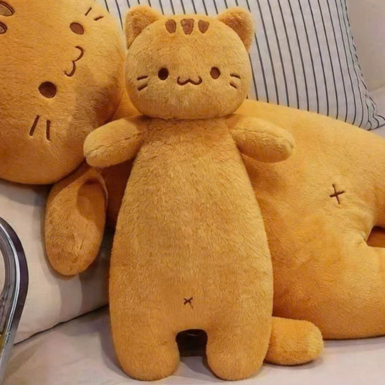 Long Cat Plush Body Pillow in Ultra-Soft Fabric for Bed and Sofa | Snuggly Long Cat Pillow | Plush Pillows