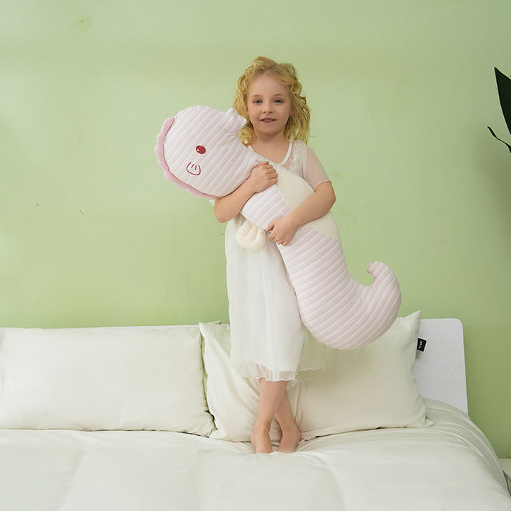 Seahorse Hugging Plush Pillow with Embroidered Design and Soft Filling | Cuddly Seahorse Bedtime Companion | Plush Pillows