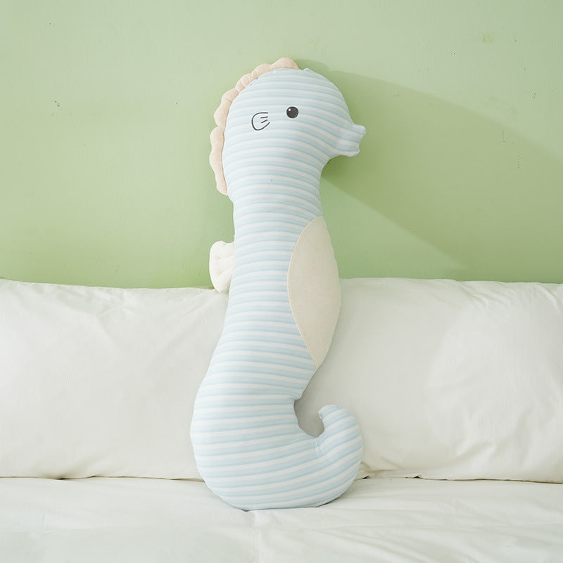 Seahorse Hugging Plush Pillow with Embroidered Design and Soft Filling | Cuddly Seahorse Bedtime Companion | Plush Pillows