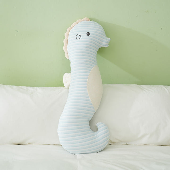 Seahorse Hugging Plush Pillow with Embroidered Design and Soft Filling | Cuddly Seahorse Bedtime Companion | Plush Pillows