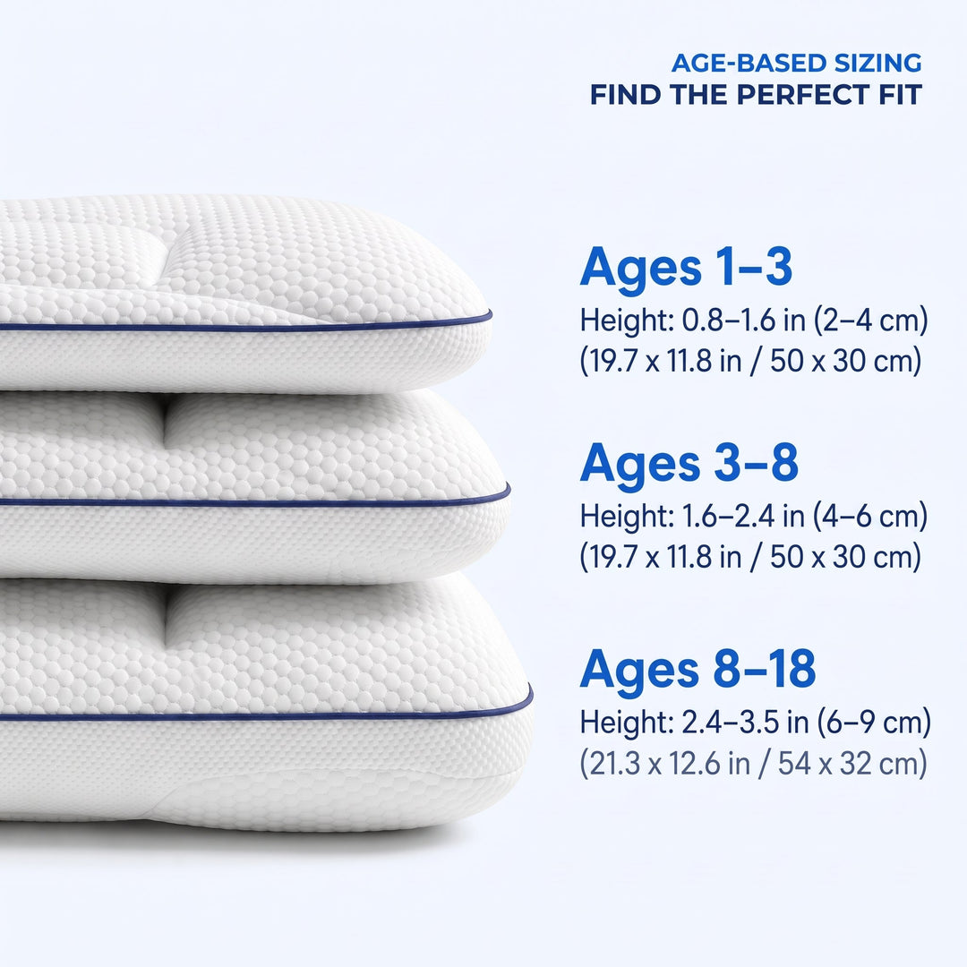 Ergonomic Kids Pillow with Breathable TPE Core for Everyday Sleep | Kids Ergonomic Pillow by Age | Kids Pillows