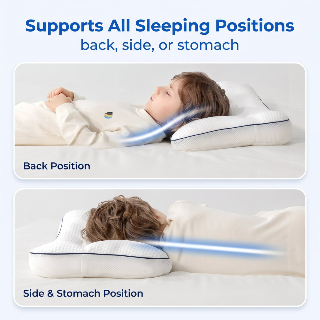 Ergonomic Kids Pillow with Breathable TPE Core for Everyday Sleep | Kids Ergonomic Pillow by Age | Kids Pillows