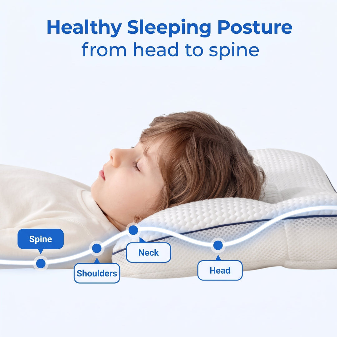 Ergonomic Kids Pillow with Breathable TPE Core for Everyday Sleep | Kids Ergonomic Pillow by Age | Kids Pillows