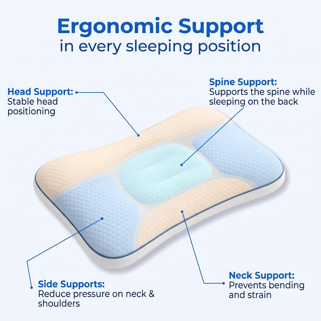 Ergonomic Kids Pillow with Breathable TPE Core for Everyday Sleep | Kids Ergonomic Pillow by Age | Kids Pillows