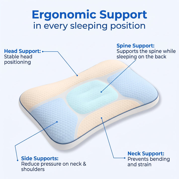 Ergonomic Kids Pillow with Breathable TPE Core for Everyday Sleep | Kids Ergonomic Pillow by Age | Kids Pillows