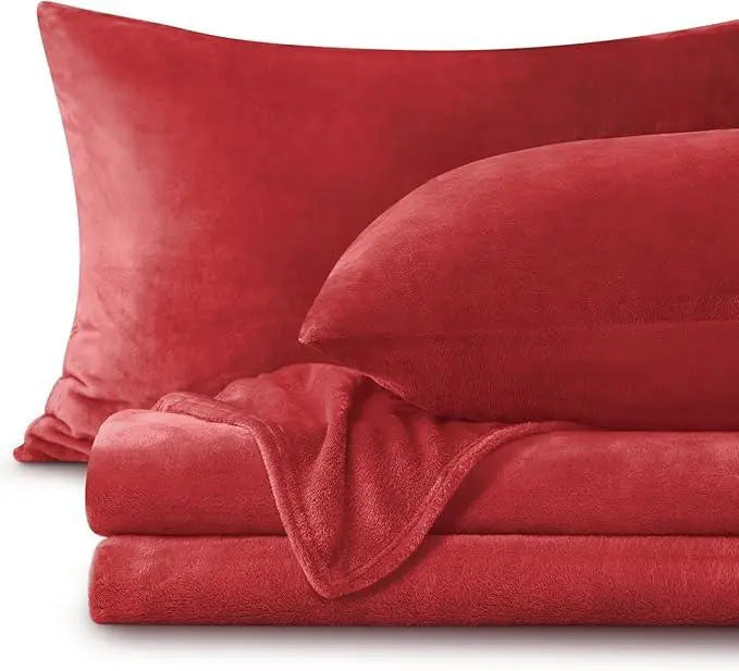Flannel Fleece Bedding Set with Deep-Pocket Fitted Sheet | Warm Brushed Microfiber Bed Set | Bedding Sets