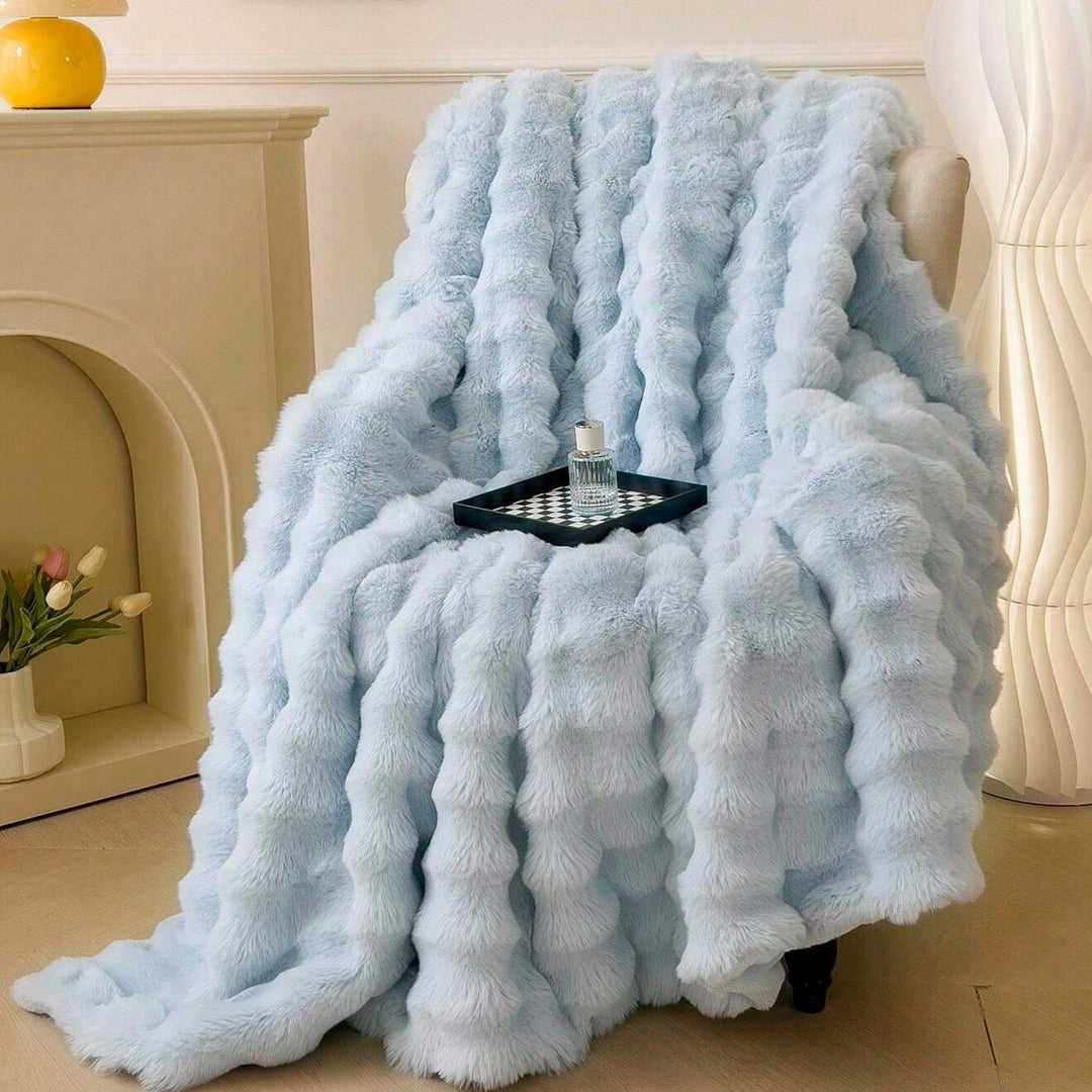 Rabbit Style Faux Fur Double Lined Throw Blanket | Plush Rabbit Faux Fur, Double Lined | Throw Blankets