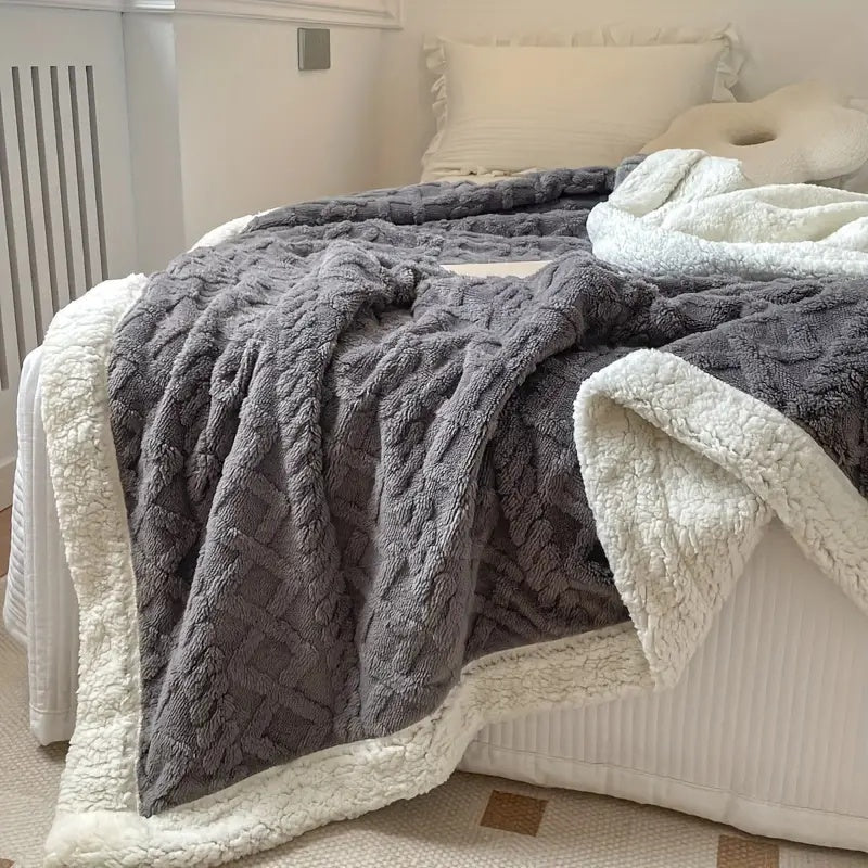 Snuggle Reversible Sherpa Fleece Blanket with Tufted Pile | Brushed Sherpa Fleece on Both Sides | Throw Blankets