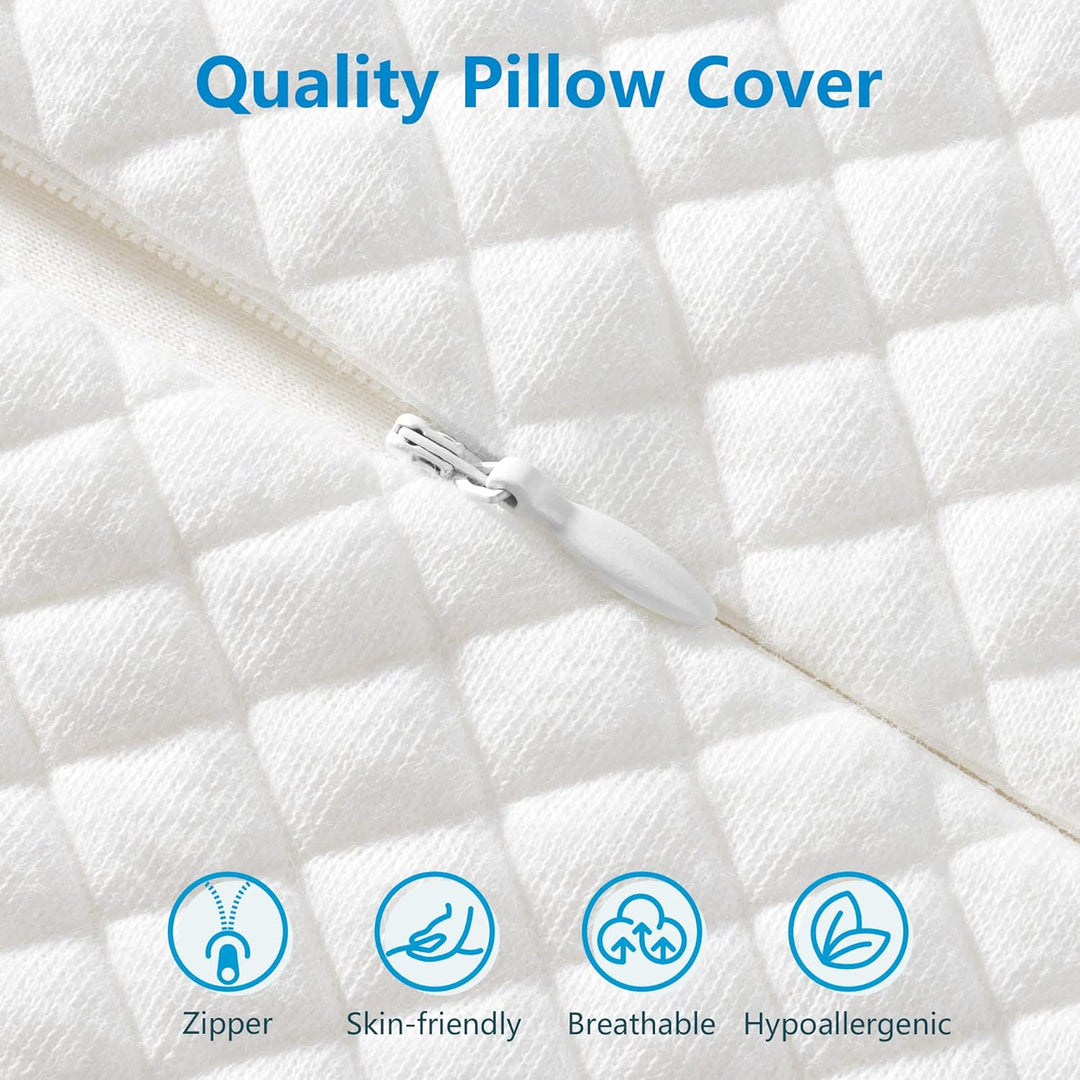 Dual Height Slow Rebound Memory Foam Pillow with Washable Cover | Pick the Height That Feels Right | Bed Pillows
