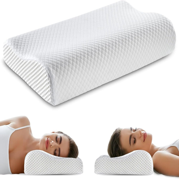 Dual Height Slow Rebound Memory Foam Pillow with Washable Cover | Pick the Height That Feels Right | Bed Pillows