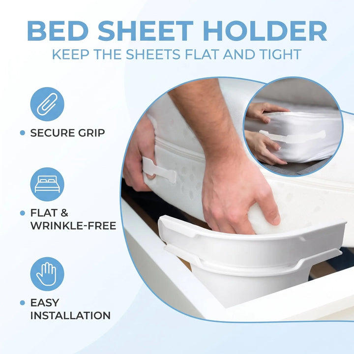 Non-Slip Adjustable Bed Sheet Gripper Straps, Set of 4 | Keep Sheets Tight and Smooth | Bedding Accessories