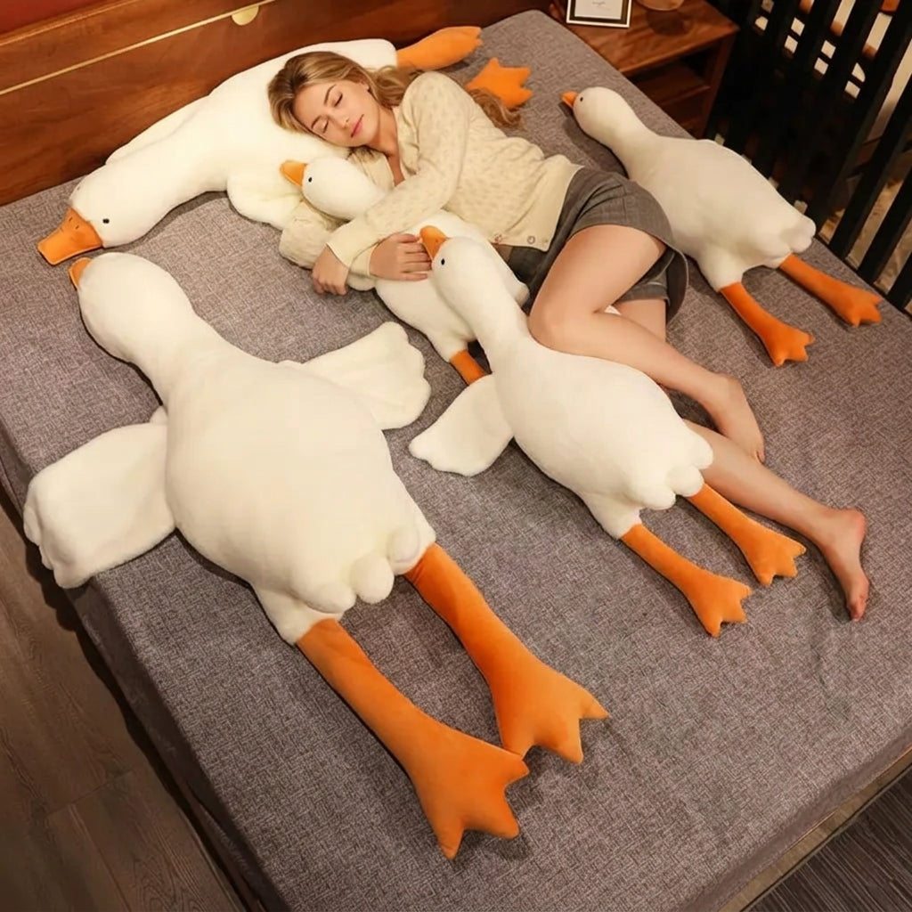 Long Goose Plush Pillow for Cuddling and Lounging in Three Sizes | Giant Cuddle Companion | Plush Pillows