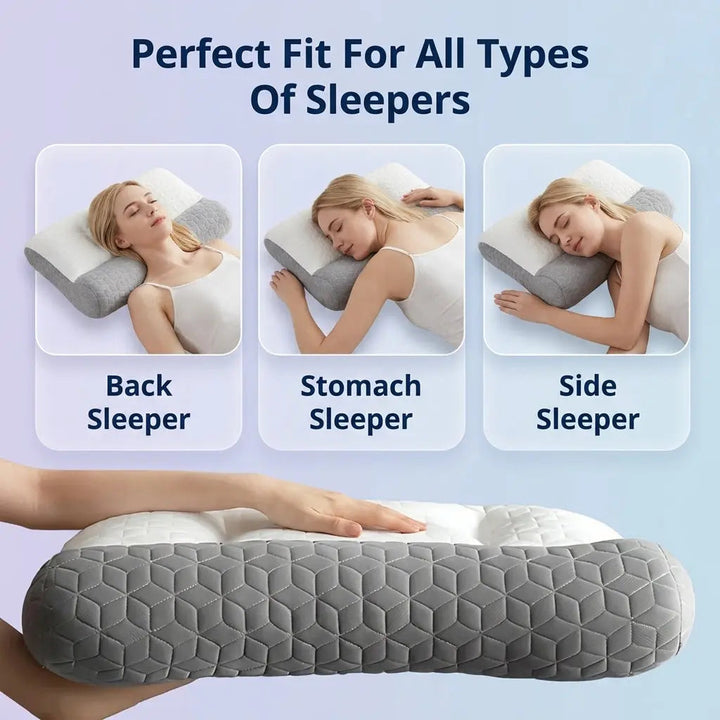 Dual Firmness Cervical Contour Pillow in Three Heights | Choose Your Height and Feel | Bed Pillows