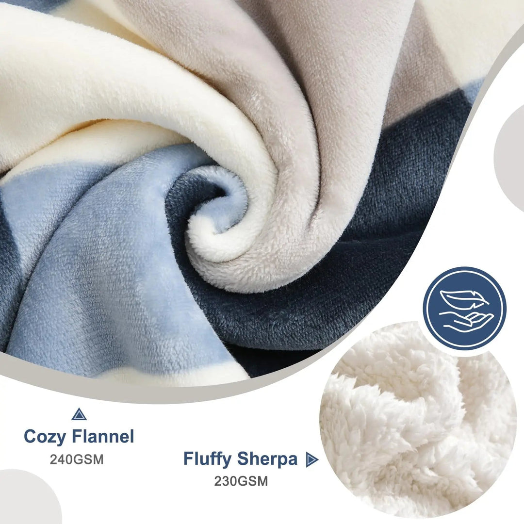 Double Layer Flannel Throw Blanket for Cozy Winter Bed and Sofa | Double Layer Flannel Winter Throw | Throw Blankets