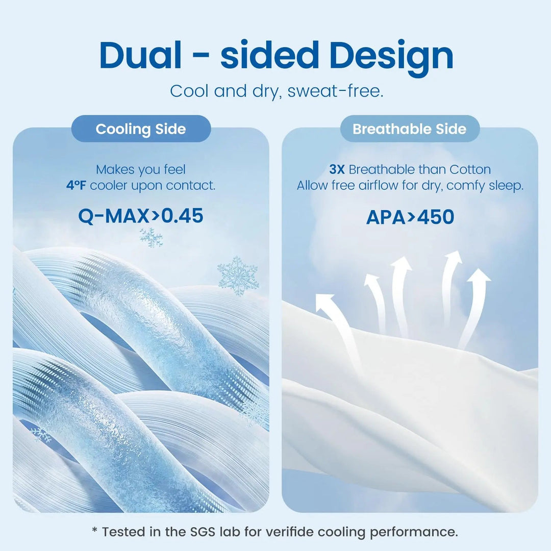 Dual-Sided Ice Cooling Comforter in Lightweight Silky Fabric for Travel | Silky Cooling Comforter | Cooling Blankets