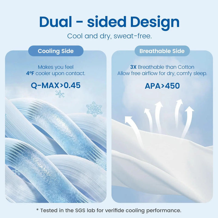Dual-Sided Ice Cooling Comforter in Lightweight Silky Fabric for Travel | Silky Cooling Comforter | Cooling Blankets