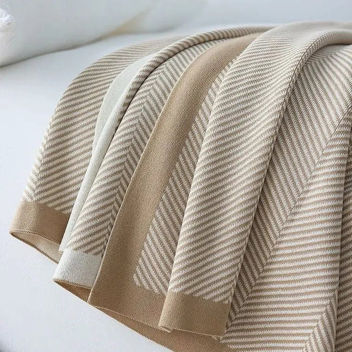 Geometric Knitted Throw Blanket in Soft Polyester for Home and Office | Knitted Geometric Throw Comfort | Throw Blankets