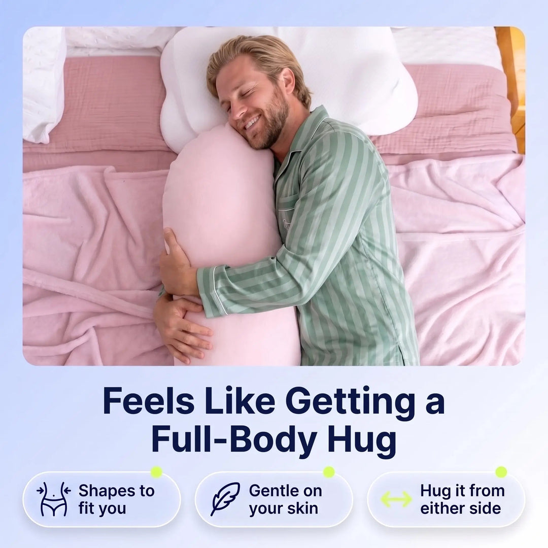 Pea Pod Snuggle Pillow for Side Sleepers with Ice Silk Cover | Hug-Friendly Side Sleeper Support | Body Pillows