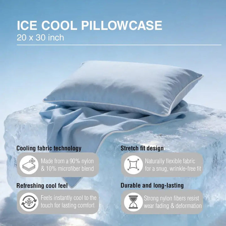 Reversible Pillowcase Set with Cooling and Cotton Sides, 2 Pieces | Reversible Cooling Cotton Pillowcases | Pillowcases