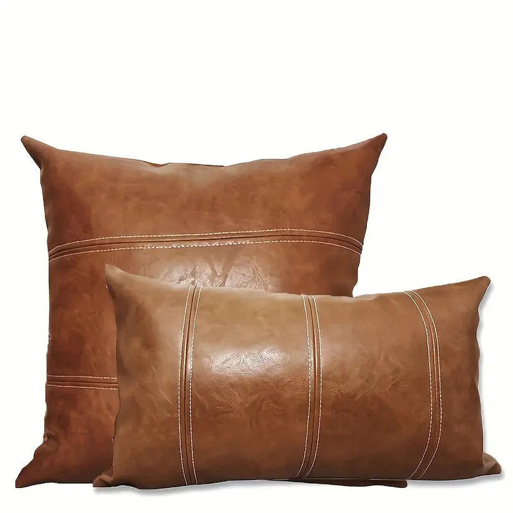 Refined Faux Leather Pillow Cover with Matte Finish | Solid Matte Color, Hidden Zip | Cushion Covers