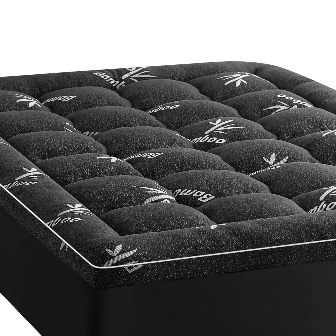Queen Bamboo Mattress Topper with Thick Pillow Top for Breathable Comfort | Pillow Top Softness on a Firm Bed | Mattress Toppers