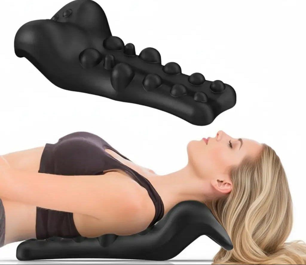 C-Shaped Neck and Back Stretcher Pillow with Massage Points | Stretch Out After Screen Time | Specialty Pillows
