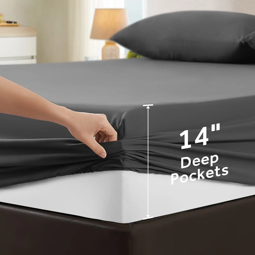 4 Piece Brushed Bedding Set with Deep Pocket Fitted Sheet | Soft Brushed Bedding Set | Bedding Sets