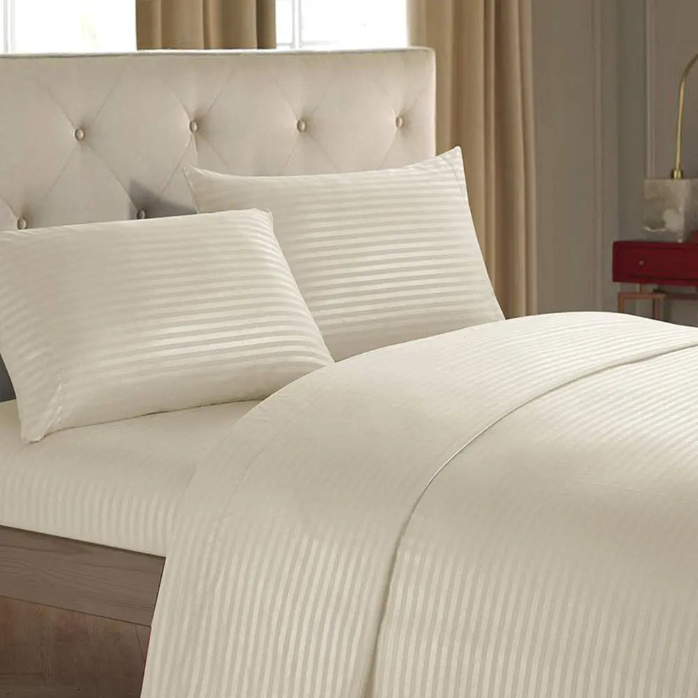Coordinated Solid Stripe Sheet Set with Deep Pocket Fitted Sheet | Matching Stripe Sheets | Bedding Sets