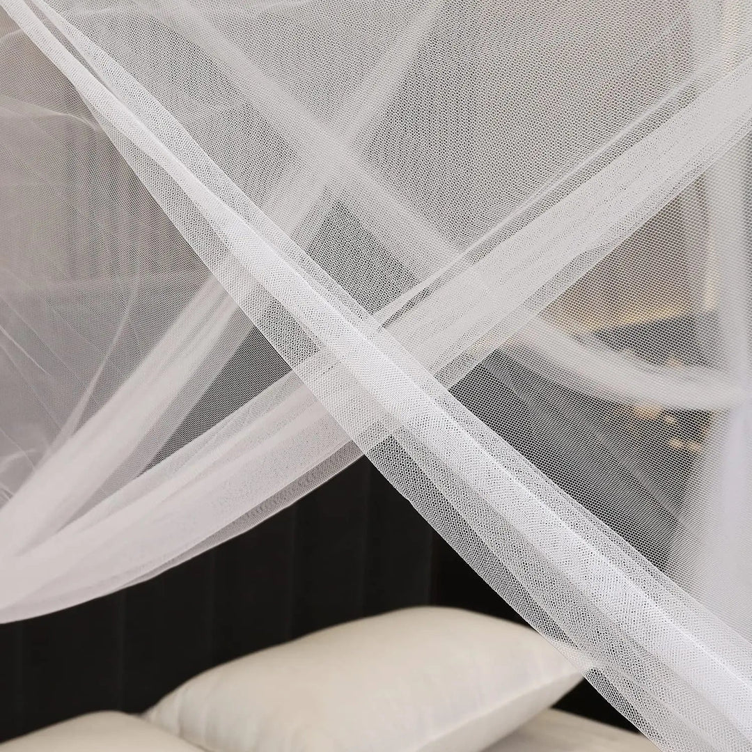 Large Four Door Square Mosquito Net Bed Canopy in Breathable Mesh | Roomy Insect Protection for Bedrooms | Bed Canopies