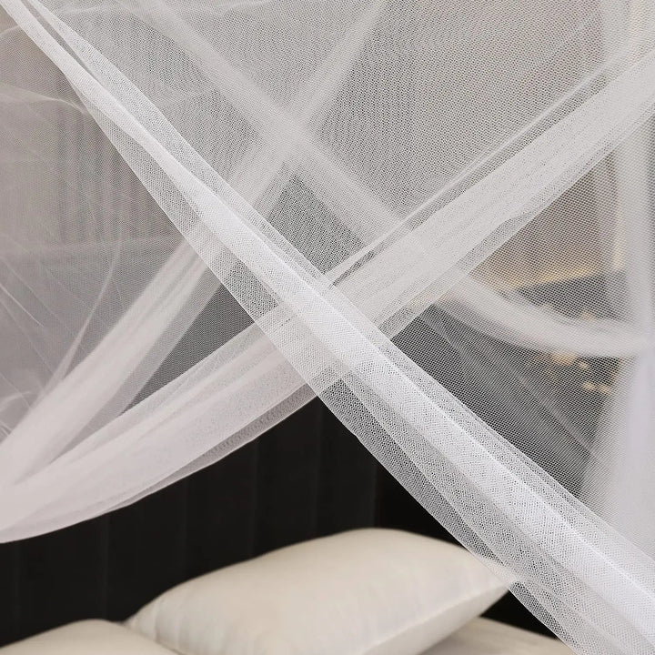 Large Four Door Square Mosquito Net Bed Canopy in Breathable Mesh | Roomy Insect Protection for Bedrooms | Bed Canopies
