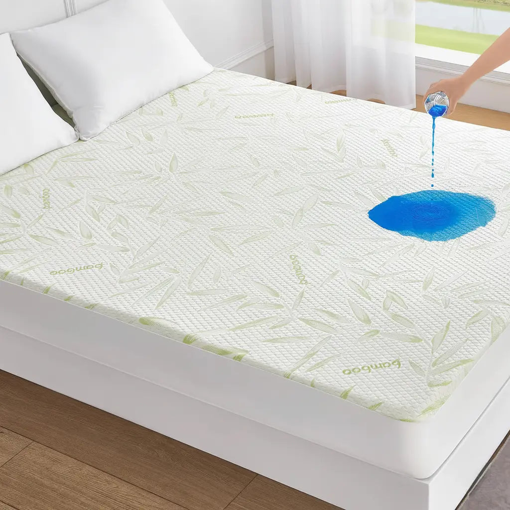 Waterproof Bamboo Rayon Fitted Sheet Mattress Protector with Deep Pocket | Cooling Waterproof Fitted Sheet | Mattress Protectors