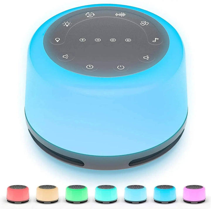 Portable White Noise Machine with RGB Night Light, USB Rechargeable | Calming Sound and Soft Light | White Noise Machines