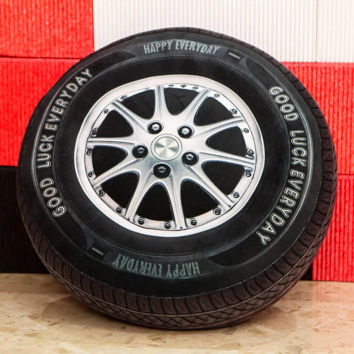 Tire-Shaped Plush Pillow with Realistic Tread Detail for Car Fans | Realistic Tire Shaped Plush Pillow | Novelty Pillows